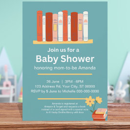 Invitación Libro Baby Shower, Brunch y libros, género neutral