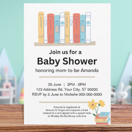 Invitación Libro Baby Shower, Brunch y libros, género neutral