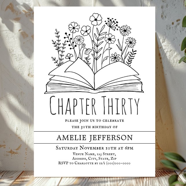 Invitación Libro Blanco Minimalista 30 cumpleaños (Subido por el creador)