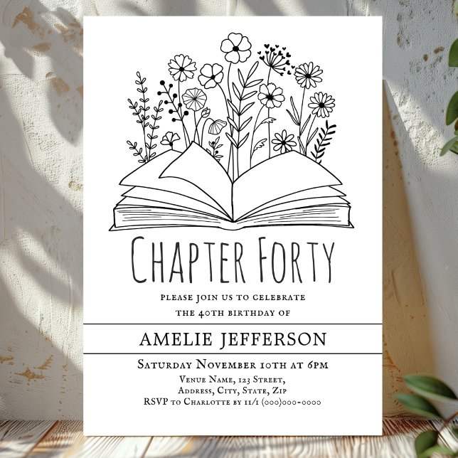 Invitación Libro Blanco Minimalista 40 cumpleaños (Subido por el creador)