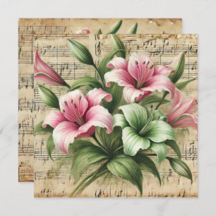 Invitación Libro de carátulas impresas de color rosa y verde