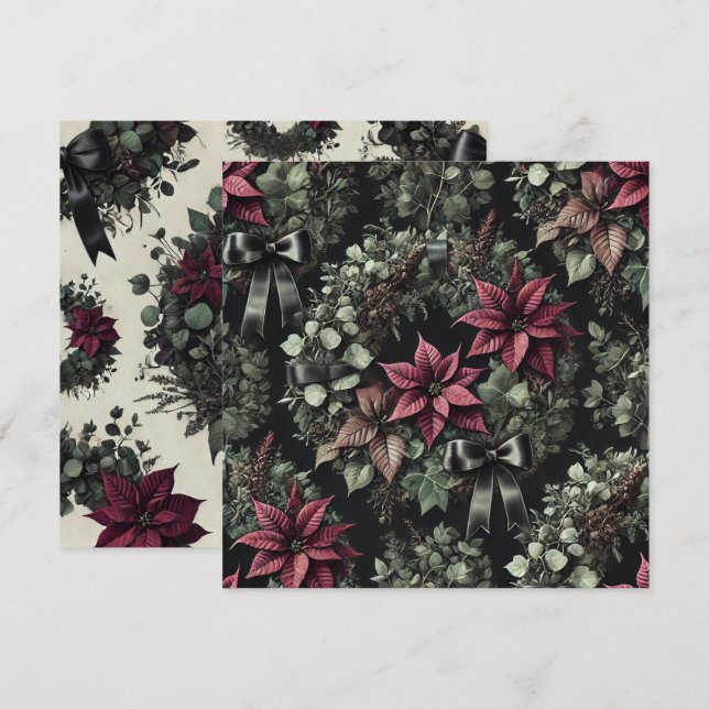 Invitación Libro de coronas de poinsettia gótica impresas (Anverso / Reverso)
