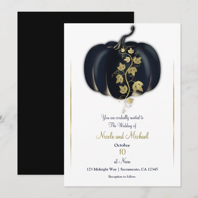 Invitación Libro de Cuentos de Boda de Otoño con Calabaza de  (Anverso / Reverso)