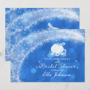 Invitación Libro de Cuentos de Carruaje Elegante Azul y Blanc