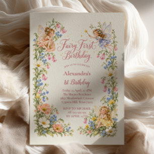 Invitación Libro de cuentos de cumpleaños de hada Jardín de f