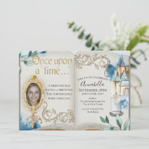 Invitación Libro de Cuentos de Hadas de La Bella y la Bestia 
