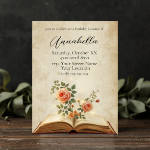 Invitación Libro de Cuentos de Hadas en Pergamino Antiguo
