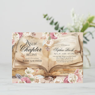 Invitación Libro de cuentos del reino Fiesta de bebé Flores