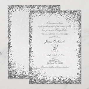 Invitación Libro de Cuentos Princesa Damasco Blanco Elegante