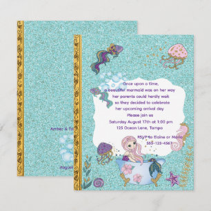 Invitación Libro de Cuentos Sirena Baby Shower Descarga Digit
