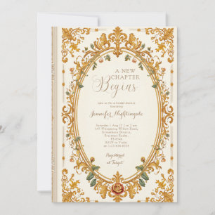 Invitación Libro de cuentos vintage nueva capítulo despedida 