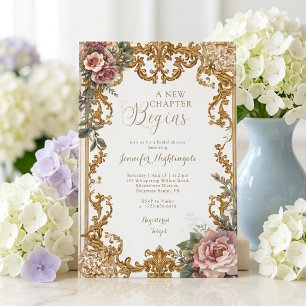 Invitación Libro de cuentos vintage nueva capítulo despedida 
