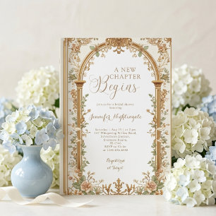 Invitación Libro de cuentos vintage nueva capítulo despedida