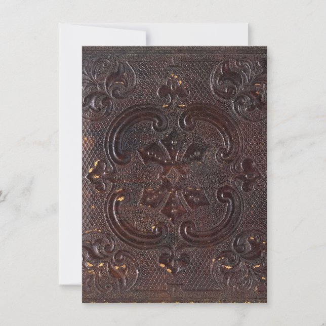 Invitación Libro de cuero antiguo caído (Anverso)