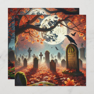 Invitación Libro de cuna de cementerio de Whimsigoth de otoño