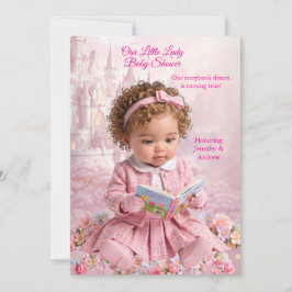 Invitación Libro de Fiesta de Bebé Niña Rosa Pequeña y Linda