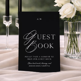 Invitación Libro de Firmas de Boda Minimalista en Blanco y Ne