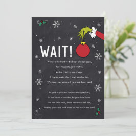 Invitación Libro de firmas de pizarra del Grinch para fiestas