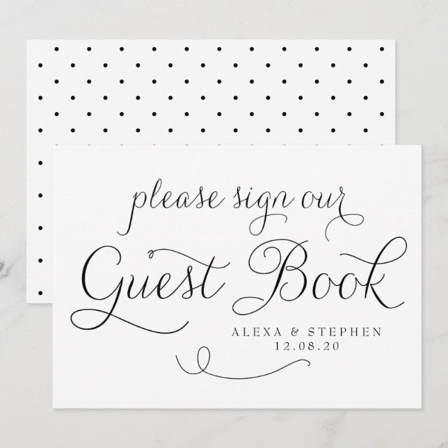 Invitación Libro de firmas para boda con letrero de escritura (Anverso / Reverso)