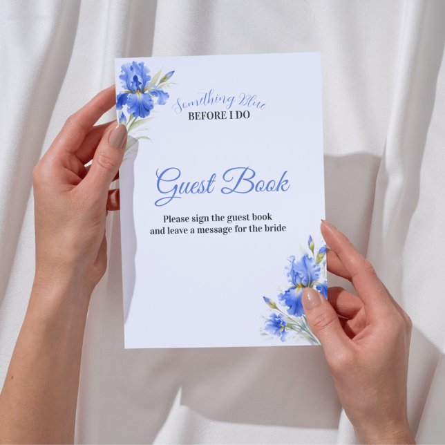 Invitación Libro de firmas para ducha de novia Iris Algo Azul (Iris Something Blue Bridal Shower Guest Book Sign Invitation
)