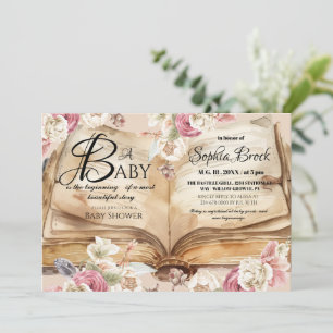 Invitación Libro de Flores de Cuento de Hadas Shower de Bebé