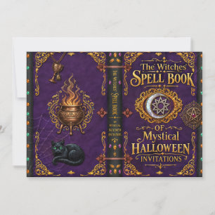 Invitación Libro de hechizos mágicos de bruja Ojo de araña Ha