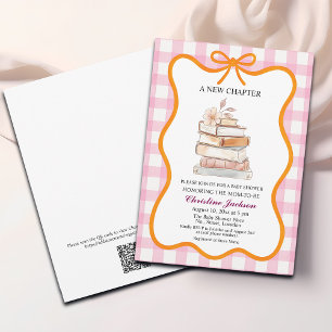 Invitación Libro de historias 'A New Chapter' QR Code Baby Sh