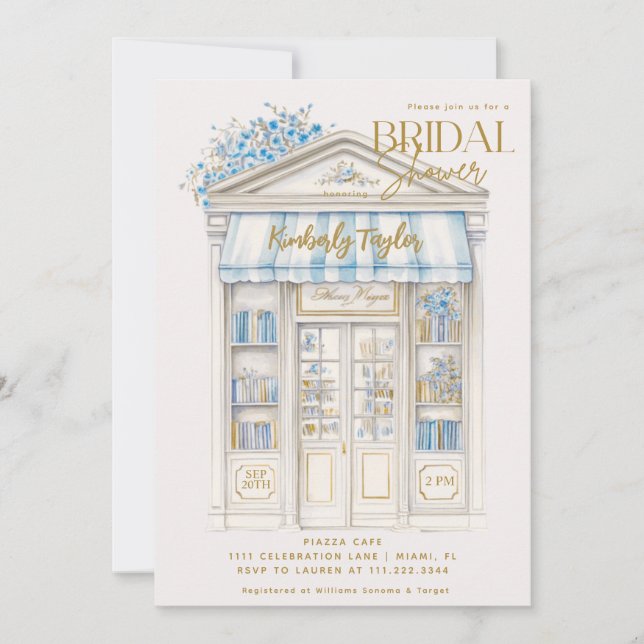 Invitación Libro de historias Biblioteca de librerías azules  (Anverso)