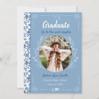 Invitación Libro de Historias de Graduación Azul Polvoriento