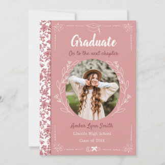 Invitación Libro de Historias de Graduación Rosa Polvoriento