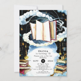 Invitación Libro de historias de una simple biblioteca Cumple