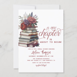 Invitación Libro de historias   Floral Moderna Script Bridal 