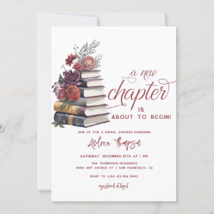 Invitación Libro de historias Floral Moderna Script Bridal