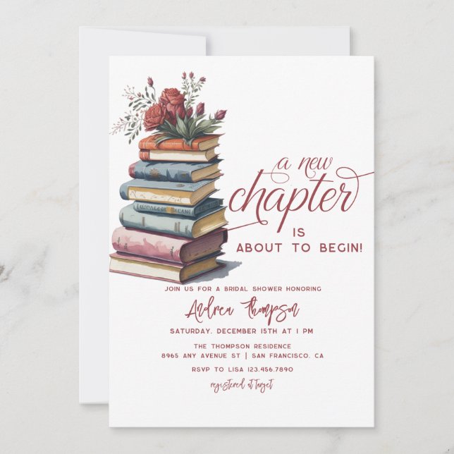 Invitación Libro de historias | Floral Moderna Script Bridal  (Anverso)