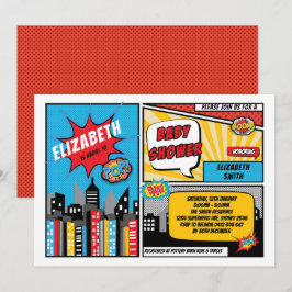 Invitación Libro de historietas de superhéroes Baby Shower /