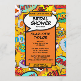 Invitación Libro de historietas retro sobre la ducha nupcial