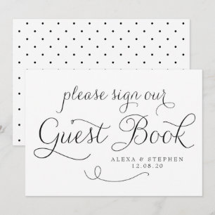 Invitación Libro de Invitados de Boda Letra Diminuta Negra