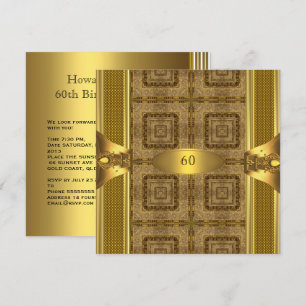 Invitación Libro de Oro Antiguo 3 Hombre Cumpleaños 60 Fiesta