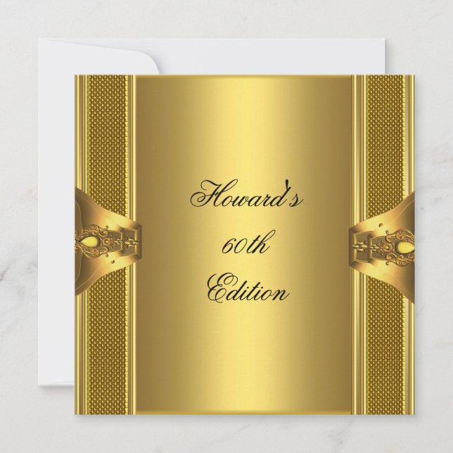 Invitación Libro de Oro Antiguo Hombre Cumpleaños 60 Cumpleañ (Anverso)
