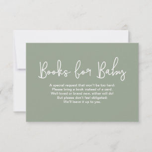 Invitación Libro de regalo para baby shower en verde Sage Imp