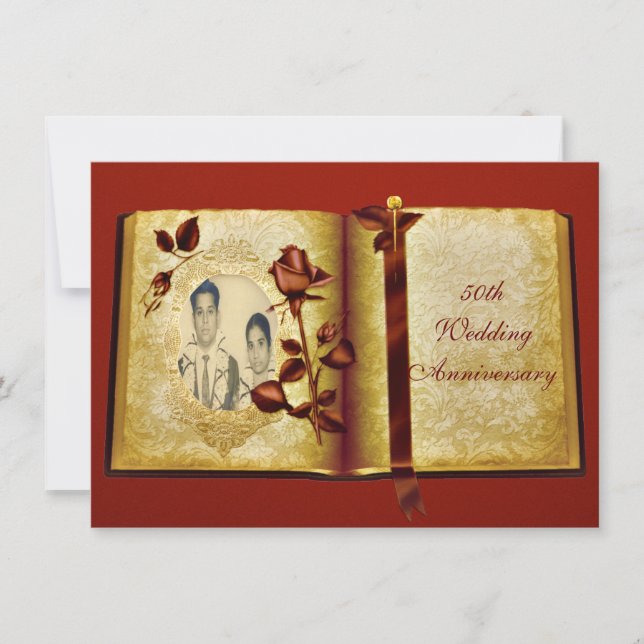 Invitación Libro del Amor 50 Aniversario de Bodas Foto (Anverso)