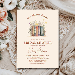 Invitación Libro Floral Boho Nuevo capítulo comienza ducha de