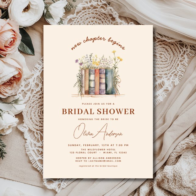 Invitación Libro Floral Boho Nuevo capítulo comienza ducha de (Subido por el creador)