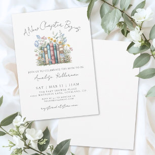 Invitación Libro Nuevo Capítulo Floral Historia Bebé Shower