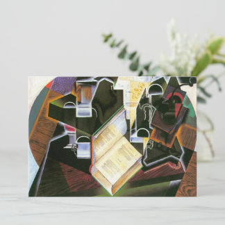 Invitación Libro, pipa y gafas, Juan Gris, Cubismo vintage