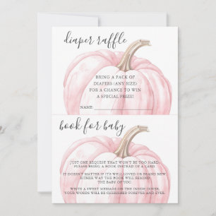 Invitación Libro Raffle de calabaza rosa para Baby Shower