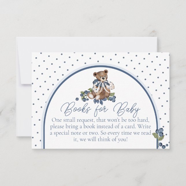 Invitación Libro solicitado para Baby Shower de oso de aránda (Anverso)