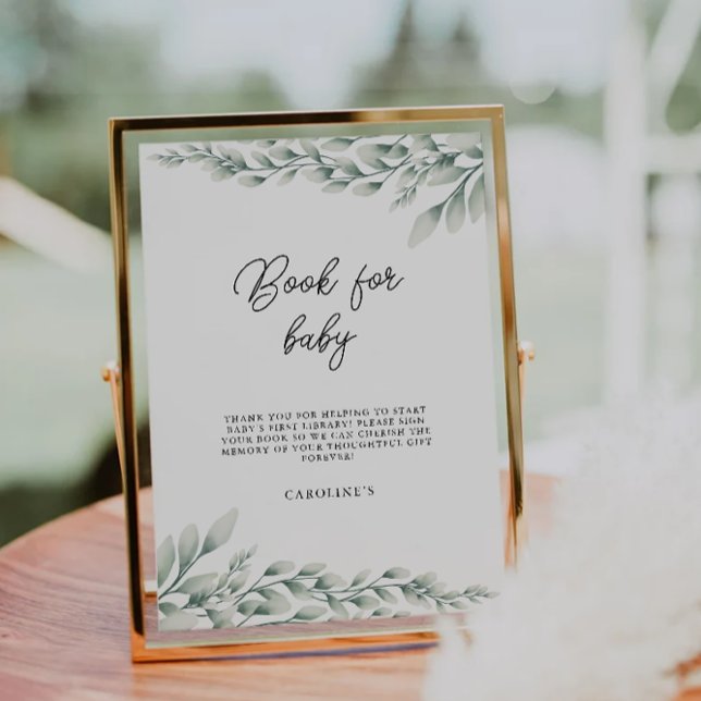 Invitación Libro Verde Esmeralda para el Rótulo de los bebés, (Emerald Green Book for Baby Sign, Baby Shower Invitation)