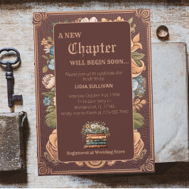 Invitación Libro Vintage Nuevo Capítulo Floral Bridal Shower