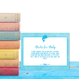 Invitación Libros Azules De Narwhal Para Baby Shower
